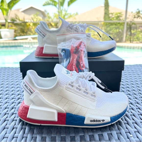 Adidas Originals NMD_R1 V2 J 'White Lush Red Blue' Kids Sneakers